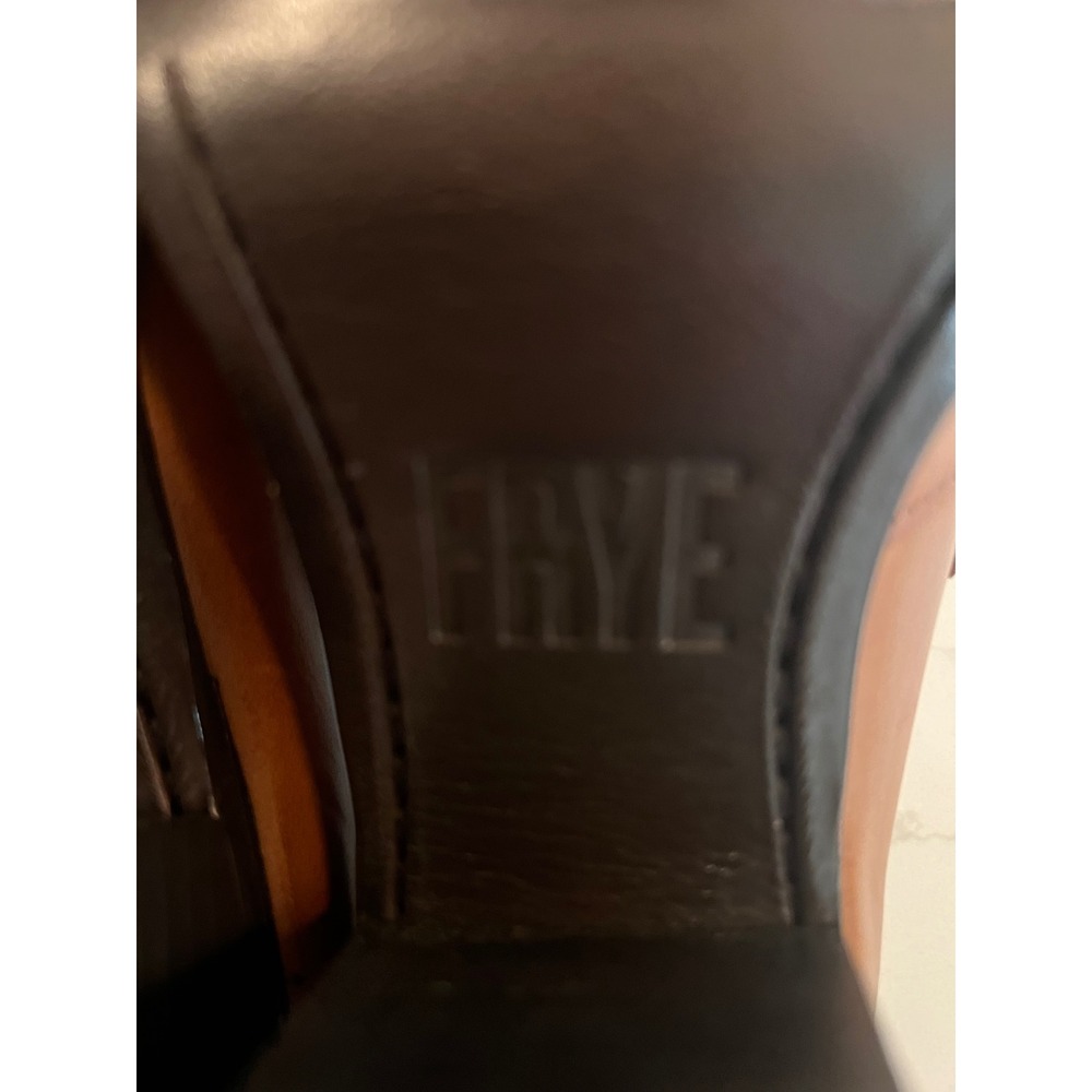 Frye Cara Penny Loafer Cognac Leather Block Heel Pumps Womens 8.5B - Picture 8 of 9